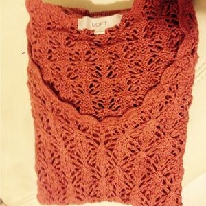 Ann Taylor LOFT crochet 🧶 Knit scalloped neck Sweater